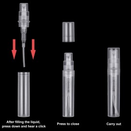 Thyores 50pcs mini perfume atomizer, clear plastic spray bottle portable fragrance spray bottle - 3ml