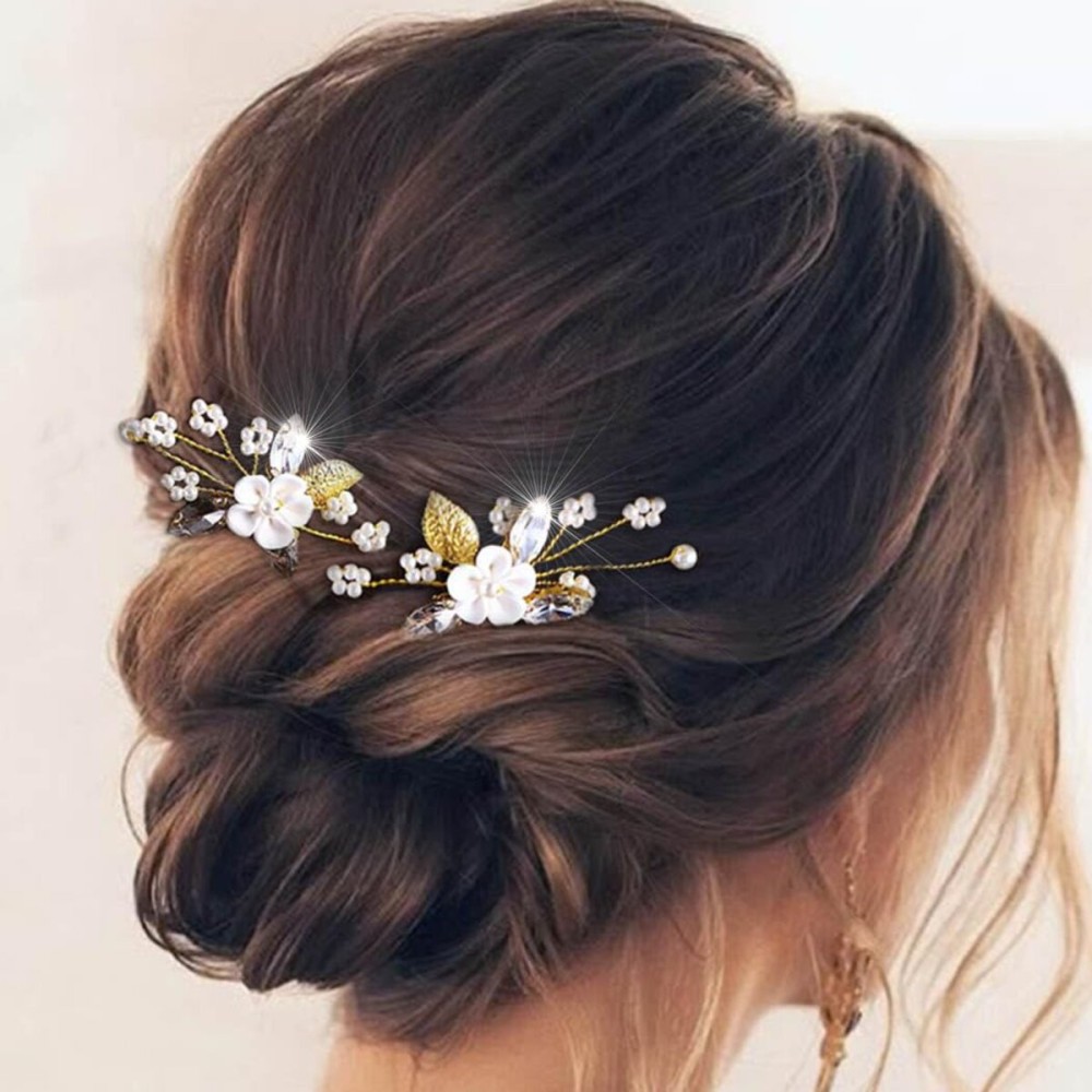 Asooll Flower Bride Wedding Hair Pin Rhinestone Bridal Hair Accessories Crystal Headpieces for Women(Gold) Asooll Flower Bride Wedding Hair Pin Rhinestone Bridal Hair Accessories Crystal Headpieces for Women(Gold)