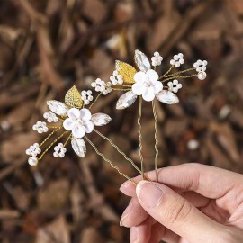 Asooll Flower Bride Wedding Hair Pin Rhinestone Bridal Hair Accessories Crystal Headpieces for Women(Gold) Asooll Flower Bride Wedding Hair Pin Rhinestone Bridal Hair Accessories Crystal Headpieces for Women(Gold)