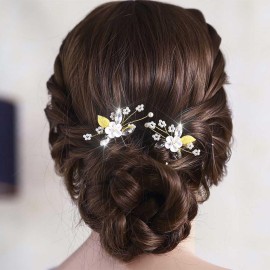 Asooll Flower Bride Wedding Hair Pin Rhinestone Bridal Hair Accessories Crystal Headpieces for Women(Gold) Asooll Flower Bride Wedding Hair Pin Rhinestone Bridal Hair Accessories Crystal Headpieces for Women(Gold)