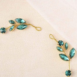 Fstrend Bride Wedding Hair Vine Headband Rhinestone Green Crystal Headpieces Bridal Hair Accessories for Women and Girls