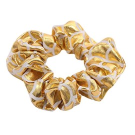 6 Pcs Hologram Metallic Gold and Silver Color Combo Hair Scrunchies Shiny Hair Bobbles Elastics Ponytail Holders Hair Wrist Ties Bands Scrunchies for Show Gym Dance Party Club Girl Women