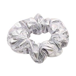6 Pcs Hologram Metallic Gold and Silver Color Combo Hair Scrunchies Shiny Hair Bobbles Elastics Ponytail Holders Hair Wrist Ties Bands Scrunchies for Show Gym Dance Party Club Girl Women