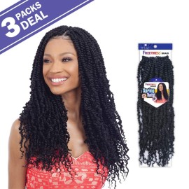 MULTI PACK DEALS! FreeTress Crochet Braids Spring Twist 18 (3-PACK, 1B)
