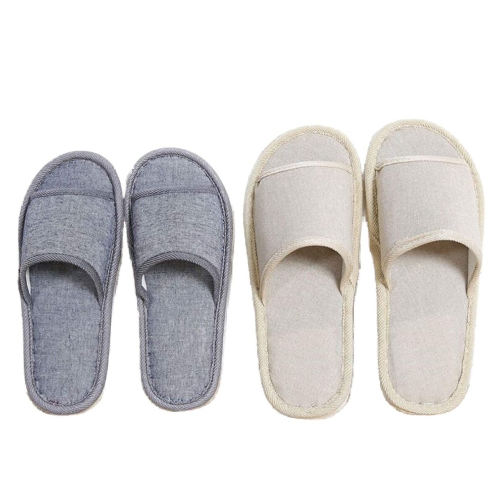 6 Pair of Open Toe Breathable Slippers,Solid Color Casual Slippers,Spa Slippers for Guests, Hotel, Travel, Unisex Universal Size Washable (3 gray medium size+3 beige large size) 