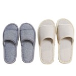 6 Pair of Open Toe Breathable Slippers,Solid Color Casual Slippers,Spa Slippers for Guests, Hotel, Travel, Unisex Universal Size Washable (3 gray medium size+3 beige large size) 
