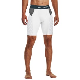 Youper Adult Elite Compression Padded Sliding Shorts w/Cup Pocket for Baseball, Football (White, Small)