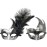 Costume Mask Feather Masquerade Mask Halloween Mardi Gras Cosplay Party Masque (Couple Silver Black)