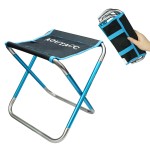 AOUTACC Folding Stool with Carry Bag, Aluminum Alloy Bracket Lightweight Portable Camping Stool for Outdoor Fishing Hiking Backpacking Travelling BBQ (Blue, Large-11.8x11x11.4)
