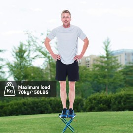 AOUTACC Folding Stool with Carry Bag, Aluminum Alloy Bracket Lightweight Portable Camping Stool for Outdoor Fishing Hiking Backpacking Travelling BBQ (Blue, Large-11.8x11x11.4)