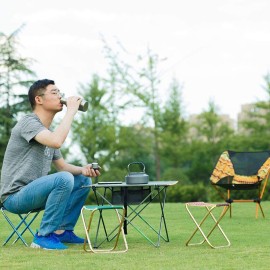 AOUTACC Folding Stool with Carry Bag, Aluminum Alloy Bracket Lightweight Portable Camping Stool for Outdoor Fishing Hiking Backpacking Travelling BBQ (Blue, Large-11.8x11x11.4)