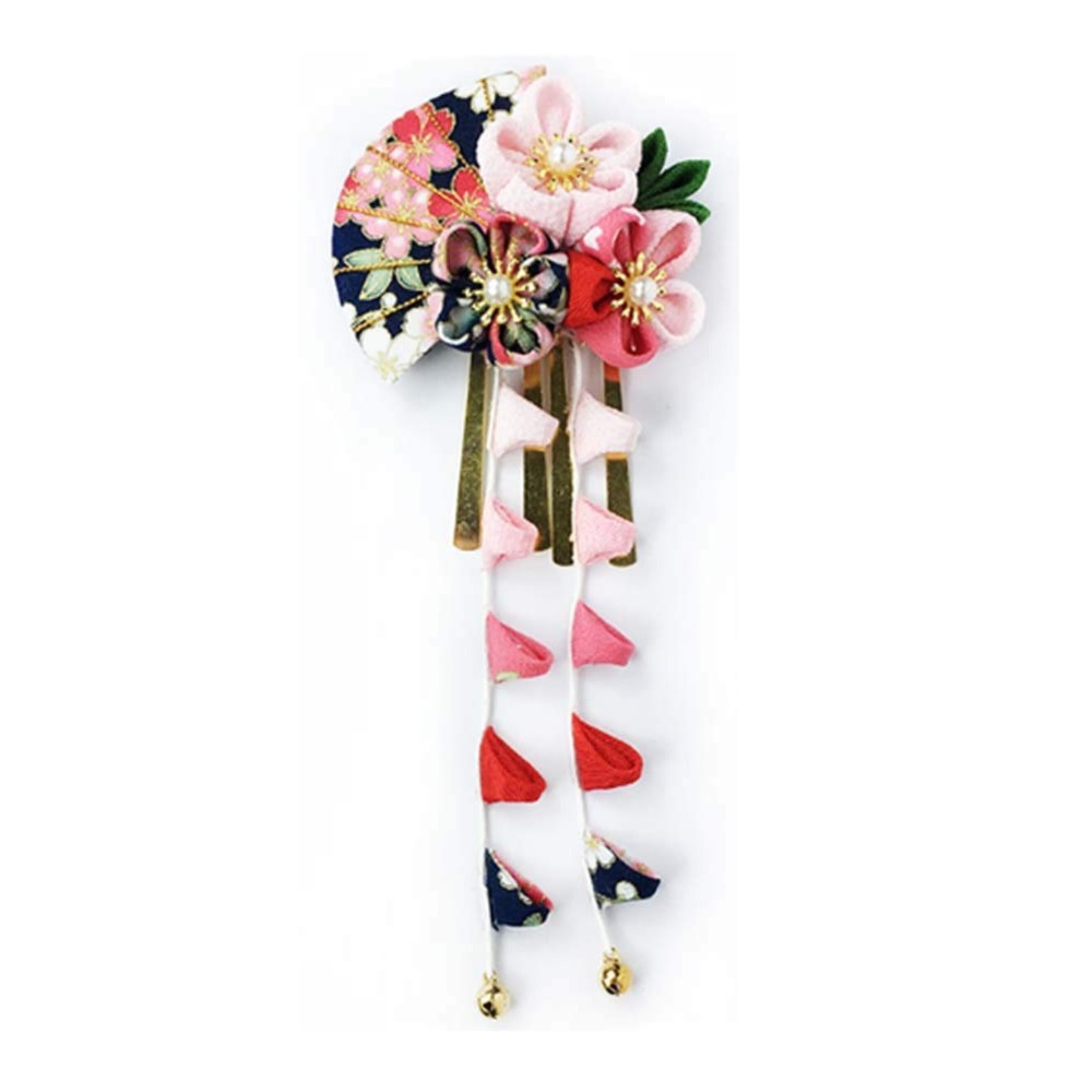 CRB Fashion Womens Girls Japanese Kimono Flower Kanzashi Hair Ornament Tie Band Clip (Pretty Black) CRB Fashion Womens Girls Japanese Kimono Flower Kanzashi Hair Ornament Tie Band Clip (Pretty Black)