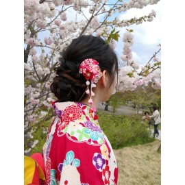 CRB Fashion Womens Girls Japanese Kimono Flower Kanzashi Hair Ornament Tie Band Clip (Pretty Black) CRB Fashion Womens Girls Japanese Kimono Flower Kanzashi Hair Ornament Tie Band Clip (Pretty Black)