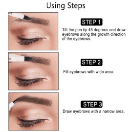 Microblading Eyebrow Pen 4 Pack Black Brow Pencil 3D Waterproof Eyebrow Pen Waterproof Eyebrow Pencil Micro-Fork Tip Brow Pen Natural All Day Eyebrow Makeup