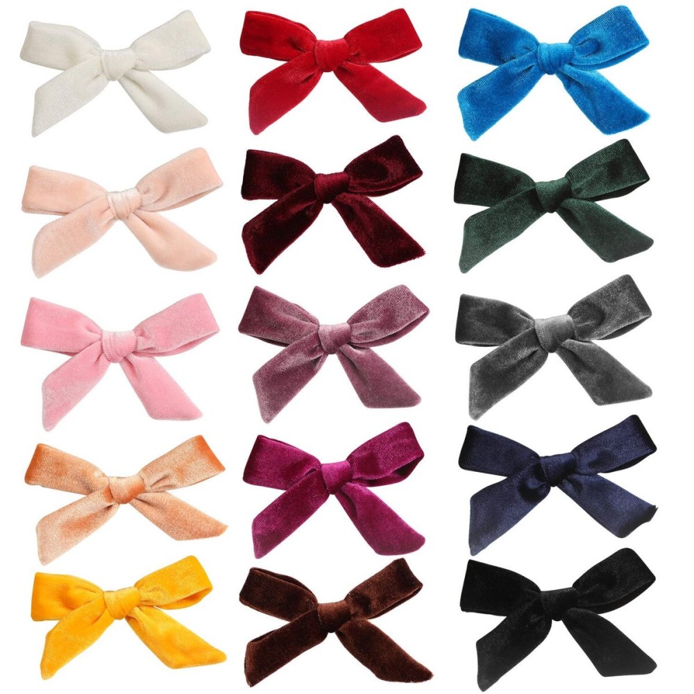 inSowni 15 Pack Velvet Bow Alligator Hair Clips Barrettes Accessories for Baby Girls Toddlers Teens Kids One Size