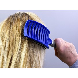 Zabolight Premium Vent Boar Bristle Hair Brush Vented Detangling Oversize Hair Brush for Thick Long Curly Hair, Curved Fast Blow Drying Brush for Women & Men (Blue)