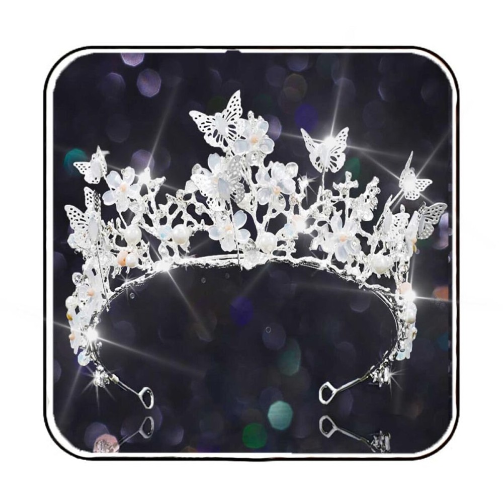 Brishow Butterfly Crown Silver Bridal Butterflies Tiaras for Women and Girls Brishow Butterfly Crown Silver Bridal Butterflies Tiaras for Women and Girls