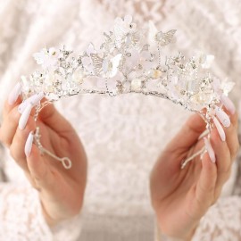 Brishow Butterfly Crown Silver Bridal Butterflies Tiaras for Women and Girls Brishow Butterfly Crown Silver Bridal Butterflies Tiaras for Women and Girls