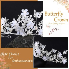Brishow Butterfly Crown Silver Bridal Butterflies Tiaras for Women and Girls Brishow Butterfly Crown Silver Bridal Butterflies Tiaras for Women and Girls