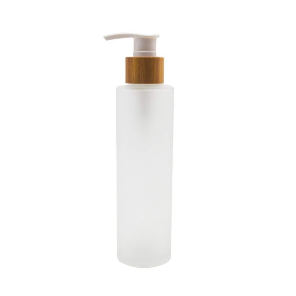 1 PC 150ml/5oz Glass Lotion Bottles with Bamboo Pump Dispenser Refillable Pump Bottle Dispenser Soap Dispenser Jar Cosmetic Container Toiletries Bottle for Moisturizer Cream Liquids Essential Oil