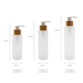 1 PC 150ml/5oz Glass Lotion Bottles with Bamboo Pump Dispenser Refillable Pump Bottle Dispenser Soap Dispenser Jar Cosmetic Container Toiletries Bottle for Moisturizer Cream Liquids Essential Oil