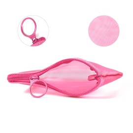 Patu Zipper Mesh Bags, Pack of 4 (S/M/L & Long Pouch), Beauty Makeup Cosmetic Accessories Organizer, Travel Toiletry Kit Set Storage Case, Pink