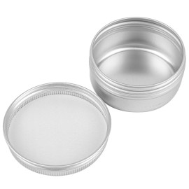 Foraineam 60 Pack 1.7 oz / 50ml Round Aluminum Lip Balm Tin Cans with Screw Top Lids - Silver Cosmetic Sample Containers - Metal Empty Tins Travel Storage Jars for Salve, Spice, Candies or Crafts