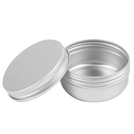Foraineam 60 Pack 1.7 oz / 50ml Round Aluminum Lip Balm Tin Cans with Screw Top Lids - Silver Cosmetic Sample Containers - Metal Empty Tins Travel Storage Jars for Salve, Spice, Candies or Crafts