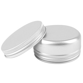 Foraineam 60 Pack 1.7 oz / 50ml Round Aluminum Lip Balm Tin Cans with Screw Top Lids - Silver Cosmetic Sample Containers - Metal Empty Tins Travel Storage Jars for Salve, Spice, Candies or Crafts