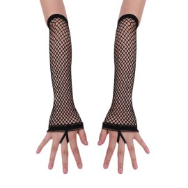 Kids Long Fishnet Gloves Girls Lace Fingerless Mesh Gloves Dance Performance Party Costume Accessory Black