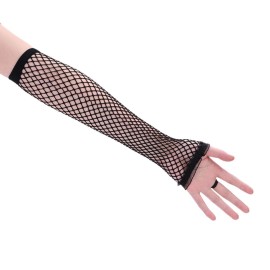 Kids Long Fishnet Gloves Girls Lace Fingerless Mesh Gloves Dance Performance Party Costume Accessory Black