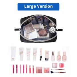 Narwey Makeup Bag Travel Cosmetic Bag Organizer Toiletry Bag Make Up Bags with Compartments for Women Girls (Large, Black)