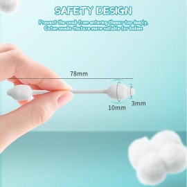 Baby Cotton Swabs, Organic Chlorine-Free Safety Swabs for Kids or Newborn Babies, 100% Biodegradable Gentle Baby Qtips, Cruelty-Free & Hypoallergenic Children Cotton Buds (4 packs of 55 ct. Total 220)