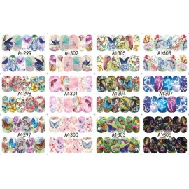 Tvoip 12 Pcs/Set Beauty Butterfly Mixed Designs Full Water Transfer Stickers Nail Art Decal Sticker Nail Accessories