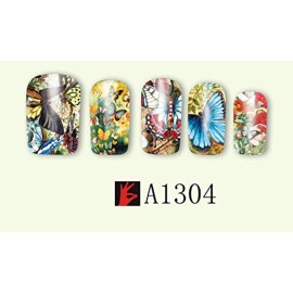 Tvoip 12 Pcs/Set Beauty Butterfly Mixed Designs Full Water Transfer Stickers Nail Art Decal Sticker Nail Accessories