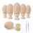 HOKPA Wood Eggs with Wooden Egg Cup Holders, Unpainted Craft Eggs, 6 Cups and Smooth Eggs in a Pack, Display DIY Easter Halloween Decor (14pcs)