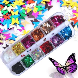 24 Color/Set 3D Butterfly Nail Glitter Sequins, Kalolary Laser Butterfly Nail Sequin Flake Acrylic Manicure Paillettes Face Body Lip Glitters for Nail Art Decoration Resin Mold DIY Makeup 24 Color/Set 3D Butterfly Nail Glitter Sequins, Kalolary Laser Butterfly Nail Sequin Flake Acrylic Manicure Paillettes Face Body Lip Glitters for Nail Art Decoration Resin Mold DIY Makeup