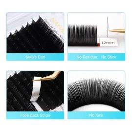 NAGARAKU Double Tips Ellipse Eyelash Extensions Lighter Thinner Flat Split Tips Individual Lash 0.15mm D curl 9mm Matte Black Faux Mink Classic False Lash Supplies 16 Rows