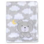 Plush Fleece Throw and Receiving Baby Blankets for Boys and Girls 30x36 (Grey Bear)