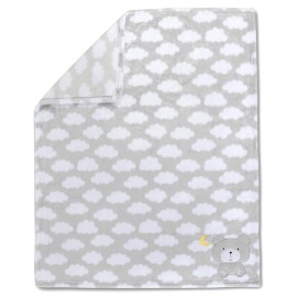 Plush Fleece Throw and Receiving Baby Blankets for Boys and Girls 30x36 (Grey Bear)