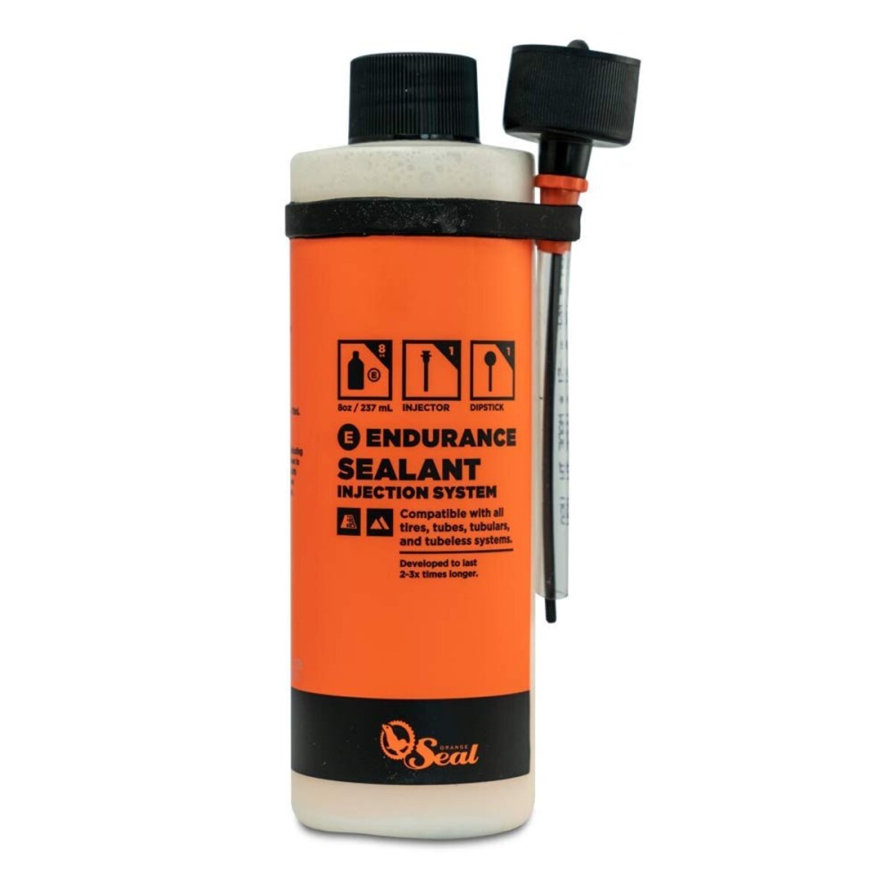 Orange Seal - Endurance Formula Tubeless Bike Tire Sealant with Injector | Long Lasting, Fast Sealing | for MTB, Road, CX and Gravel Bicycle Tires | 8oz w/Injector
