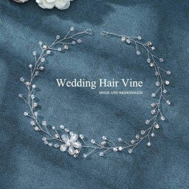 JAKAWIN Bride Wedding Hair Vine Flower Hair Piece Silver Bridal Headpiece Accessories for Women HV067 JAKAWIN Bride Wedding Hair Vine Flower Hair Piece Silver Bridal Headpiece Accessories for Women HV067