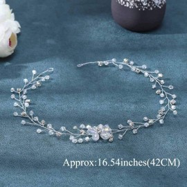 JAKAWIN Bride Wedding Hair Vine Flower Hair Piece Silver Bridal Headpiece Accessories for Women HV067 JAKAWIN Bride Wedding Hair Vine Flower Hair Piece Silver Bridal Headpiece Accessories for Women HV067