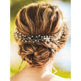 JAKAWIN Bride Wedding Hair Vine Flower Hair Piece Silver Bridal Headpiece Accessories for Women HV067 JAKAWIN Bride Wedding Hair Vine Flower Hair Piece Silver Bridal Headpiece Accessories for Women HV067