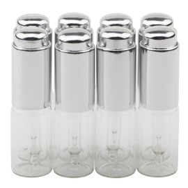 Kesell 10ml Essential Oil Dropper Bottles Transparent Glass Bottle with Silver Pressure Pump 0.3oz Refillable Portable Cosmetic Container for Travel Daily Life, Pack of 8