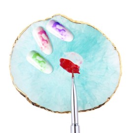 AKOAK 1 Pack Natural Resin Agate Phnom Penh Nail Glue Palette Crystal Edge Shooting Props Toning Works Display Board Tool (Light Blue)