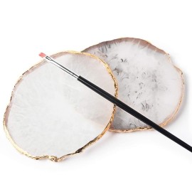 AKOAK 1 Pack Natural Resin Agate Phnom Penh Nail Glue Palette Crystal Edge Shooting Props Toning Works Display Board Tool (Light Gray)