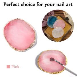 AKOAK 1 Pack Phnom Penh Resin Crystal Agate Palette Nail Art Gel Nail Polish Palette Nail Piece Display Tool,Pink