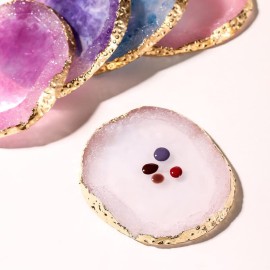 AKOAK 1 Pack Phnom Penh Resin Crystal Agate Palette Nail Art Gel Nail Polish Palette Nail Piece Display Tool,Pink