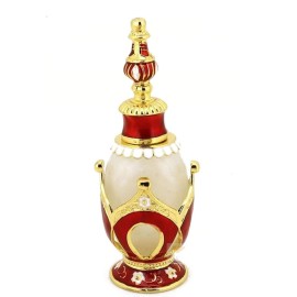 0.67oz Crown Shape Creative Perfume Bottle Metal and Glass Perfume Bottle Refillable Empty Aromatherapy Essential Oil Bottle (Red)